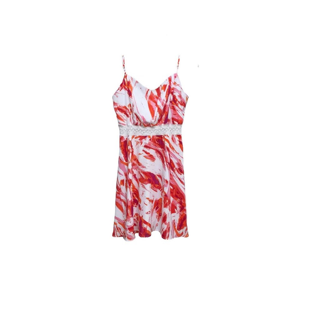 Aqua Brand Dress Size Large Multicolor White/Red/Pink